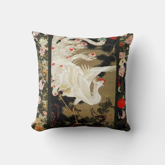 愛の飛んでいるフェニックス、羽、ハートフローラ クッション (正面)
