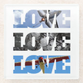 愛の飛行機、航空機、航空、ホームデッキ ガラスコースター (正面)