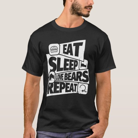 愛の食べクマが愛のクマを繰り返す Tシャツ (正面)