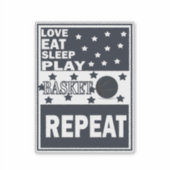 愛の食べ眠るバ遊スケットルの繰り返し シール (正面)