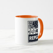 愛の食べ眠るバ遊スケットルの繰り返し マグカップ (正面右)