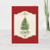 愛の飾クリスマスツリーのスター挨拶カード シーズンカード (正面)