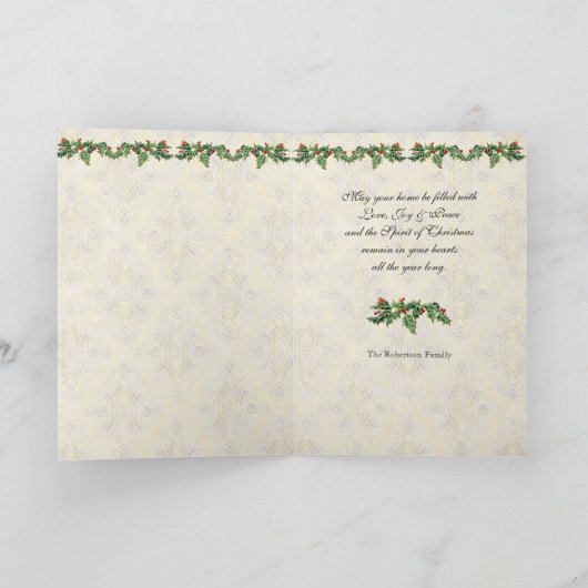 愛の飾クリスマスツリーのスター挨拶カード シーズンカード (内部)