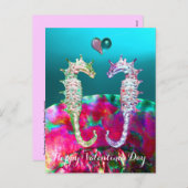 愛の馬,ブルーピンクのエーカー,バレンタインデー シーズンポストカード (正面/裏面)
