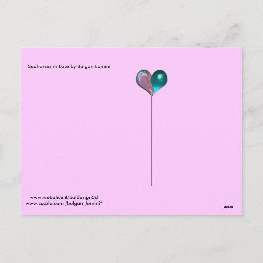 愛の馬，ブルーピンクのエーカー，バレンタインデー シーズンポストカード (裏面)