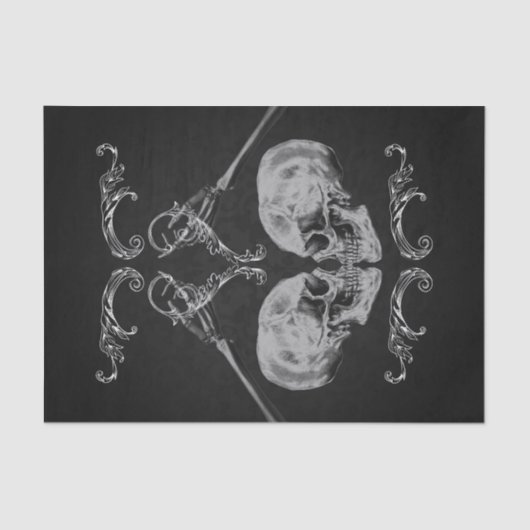 "愛の骸骨" ヴィンテージ骸骨 ブラックウェディング 薄葉紙 (正面)