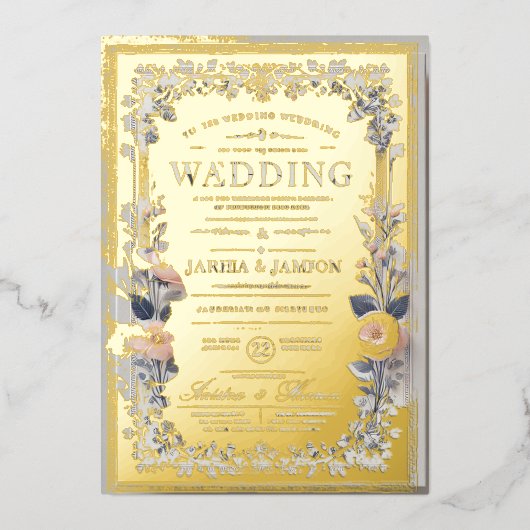 愛の魔法のお祝いに参加： 箔招待状 (正面)