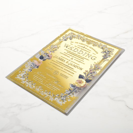 愛の魔法のお祝いに参加： 箔招待状 (回転した状態)