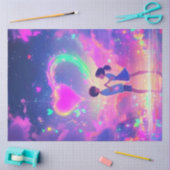 愛の魔法のような雰囲気のカップルを切り離す 薄葉紙 (クラフト)