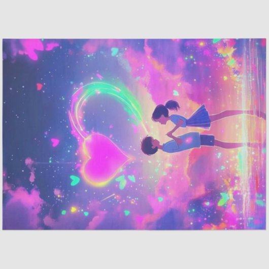 愛の魔法のような雰囲気のカップルを切り離す 薄葉紙 (正面)