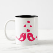 愛の鳥が一緒に飲む：ロマンチックなカップルのコーヒーマグ ツートーンマグカップ (左)