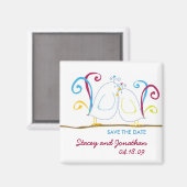 愛の鳥が日付の磁石を保存 マグネット (正面/裏面)