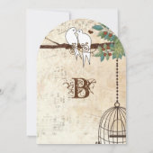愛の鳥が木の結婚式に招待 招待状 (裏面)