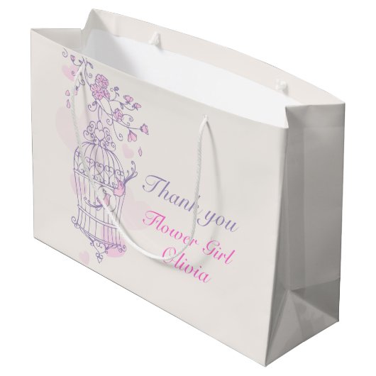 愛の鳥が鳥の抱き枕を開結婚く ラージペーパーバッグ (裏面アングル)