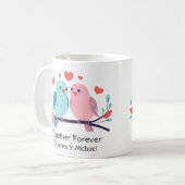 愛の鳥たちよ、永遠に結ばれて バレンタインデー結婚式 コーヒーマグカップ (正面左)