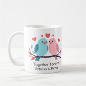 愛の鳥たちよ、永遠に結ばれて バレンタインデー結婚式 コーヒーマグカップ (左)