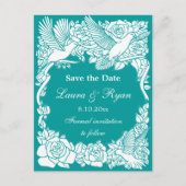 愛の鳥とバラは日付を保存 案内ポストカード (正面)