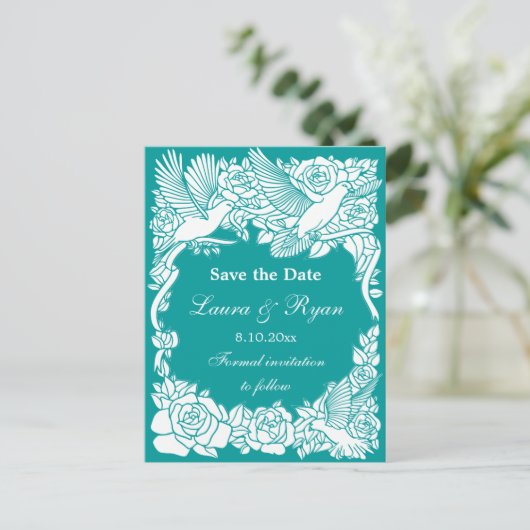 愛の鳥とバラは日付を保存 案内ポストカード (スタンド正面)