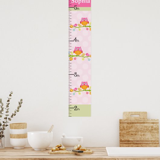 愛の鳥とフクロウの枝の成長のグラフ保8x44! ポスター (キッチン)