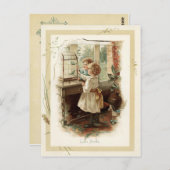 愛の鳥と子供のヴィンテージ再生 ポストカード (正面/裏面)