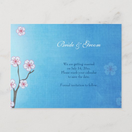 愛の鳥と桜日付を保存 案内ポストカード (裏面)