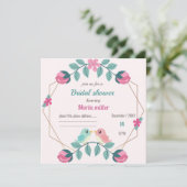愛の鳥のフローラブライダルシャワー招待カード (スタンド正面)