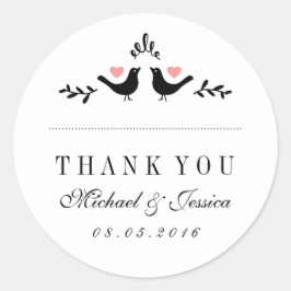 愛の鳥の小さなハート結婚の感謝ステッカー ラウンドシール