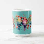 愛の鳥の枝にハートに囲まれた。 コーヒーマグカップ (中央)