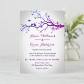 愛の鳥の枝紫と海軍の結婚式の招待 招待状 (スタンド正面)