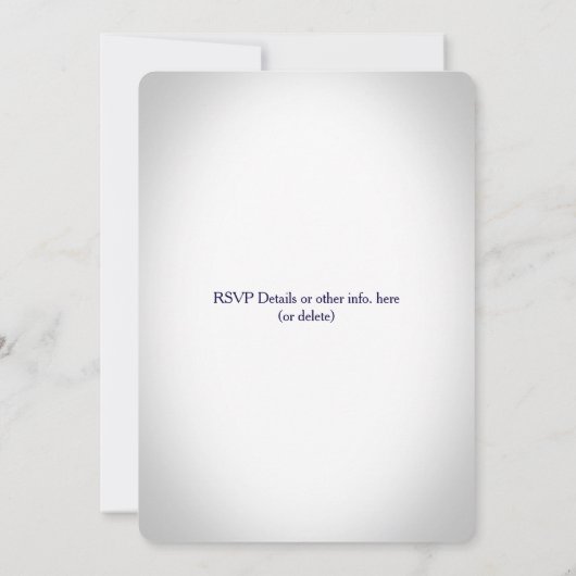 愛の鳥の枝紫と海軍の結婚式の招待 招待状 (裏面)