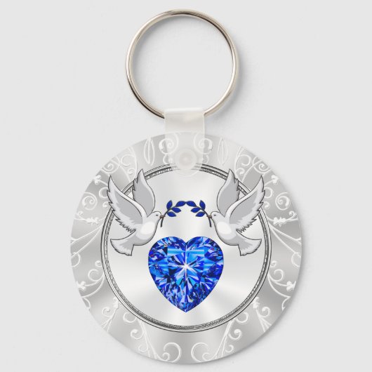 愛の鳥の結婚式の引き出物結婚、キーチェーンの好意。 キーホルダー (裏面)