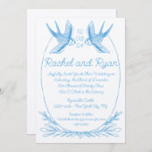 愛の鳥の結婚式の招待 招待状 (正面/裏面)