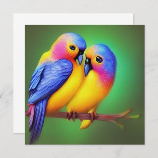 愛の鳥の美しい色 招待状 (正面/裏面)