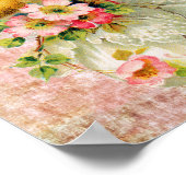 愛の鳥の花ヴィンテージイースターカードアート ポスター (角)