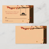 愛の鳥の落下ハートオークの木の名札 プレイスカード (正面/裏面)