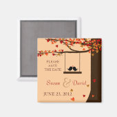 愛の鳥の落下ハートオークの木の好意 マグネット (正面/裏面)