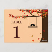 愛の鳥の落下ハートオークツリーテーブル番号 ポストカード (裏面)