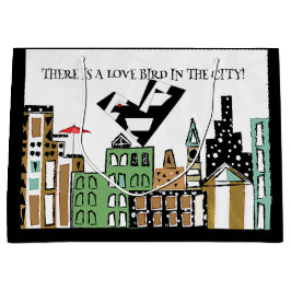 愛の鳥の街の大きな抱き枕 ラージペーパーバッグ