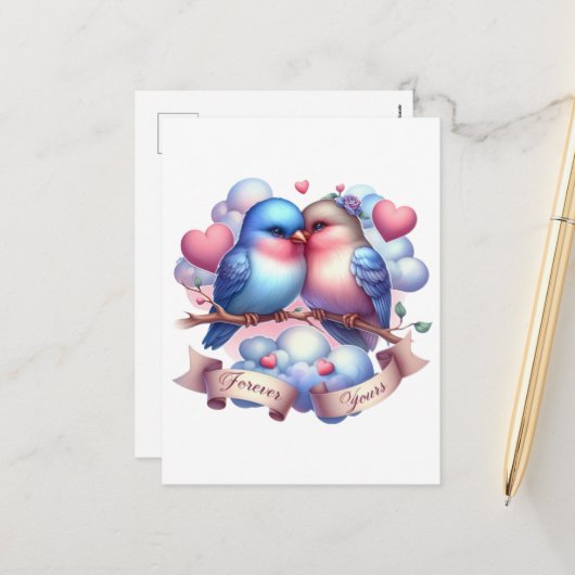 愛の鳥は永遠にあなたのバレンタイン シーズンポストカード (正面/裏面インサイチュ)