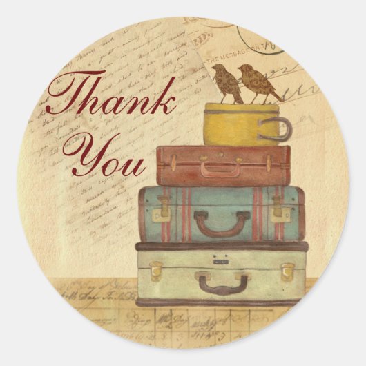 愛の鳥を飛ぶ準備ができてありがとうステッカー ラウンドシール (正面)