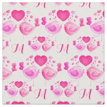 愛の鳥アートモノグラムピンクの繰り返しパターン