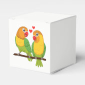 愛の鳥イエローグリーンロベバード結婚式の引き出物 フェイバーボックス (正面サイド)