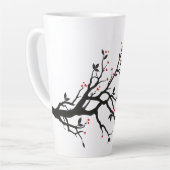 愛の鳥オンブランチ – ロマンチックな赤いハートツリーアート カフェラテマグ (左アングル)