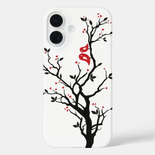 愛の鳥オンブランチ – ロマンチックな赤いハートツリーアート Case-Mate iPhoneケース (裏面)