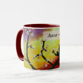 愛の鳥カスタムのカップル名マグ マグカップ (正面左)