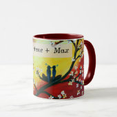 愛の鳥カスタムのカップル名マグ マグカップ (正面右)