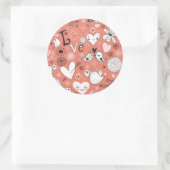 愛の鳥パターン ラウンドシール (バッグ)