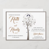 愛の鳥ヘブライ語ユダヤ人の結婚式の招待 招待状 (正面/裏面)