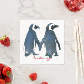 愛の鳥ペンギンカップルThunder_Cove スタンダードカクテルナプキン (インサイチュ)
