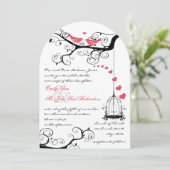 愛の鳥モダンピンクの結婚式の招待 招待状 (スタンド正面)